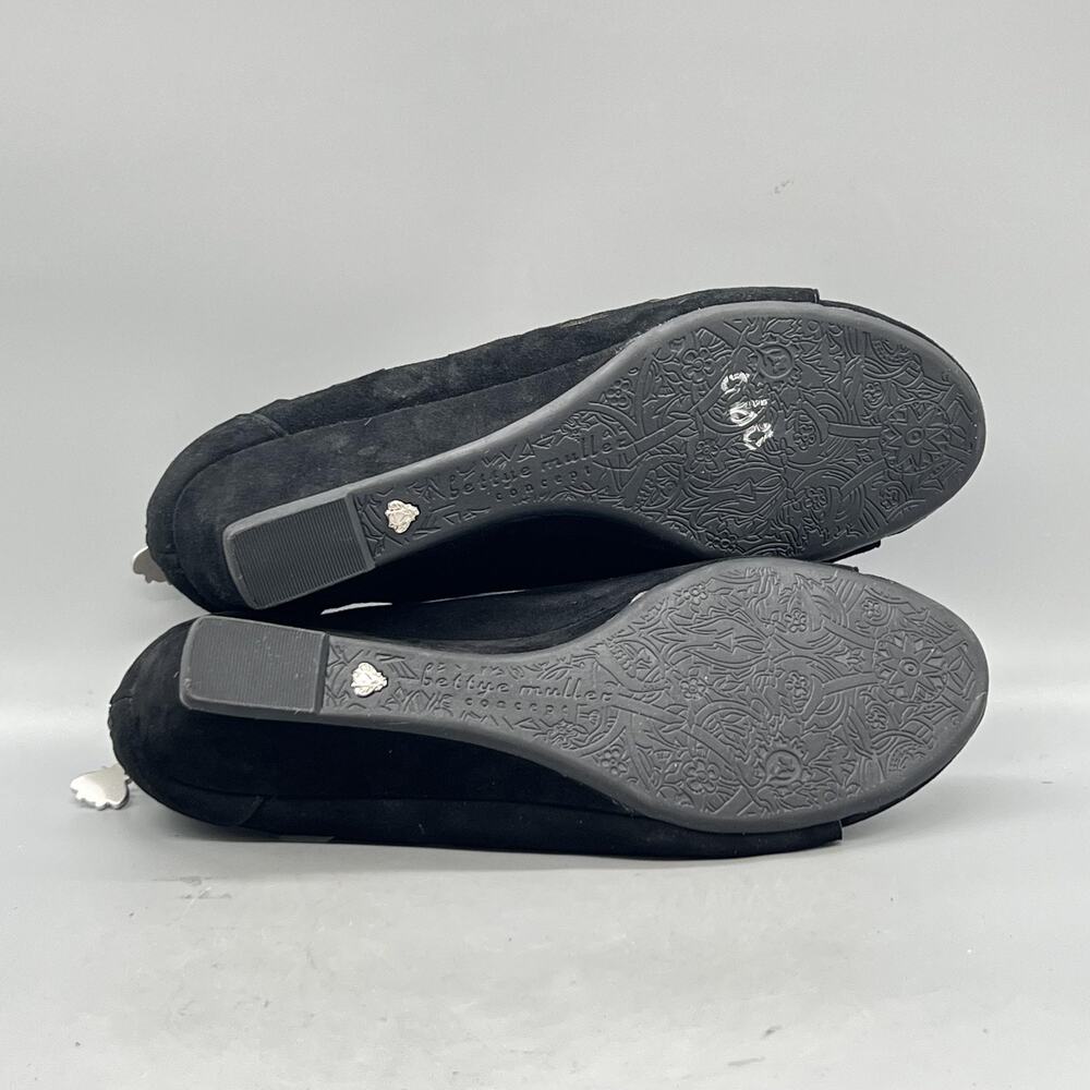 Bettye Muller Concept Sandals Womens 8.5 Black Suede Cutout Wedge Shoes - Picture 8 of 11